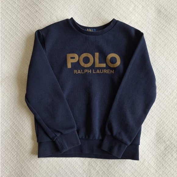 👕 Boys Blue Polo Sweatshirt with Reflective Logo 👕 - Picture 2 of 12